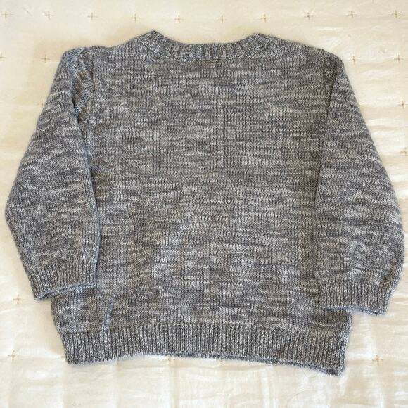 Carter's Fuzzy Reindeer Pullover Sweater Boys/Girls 18M | Gray Marled Knit - Picture 3 of 6